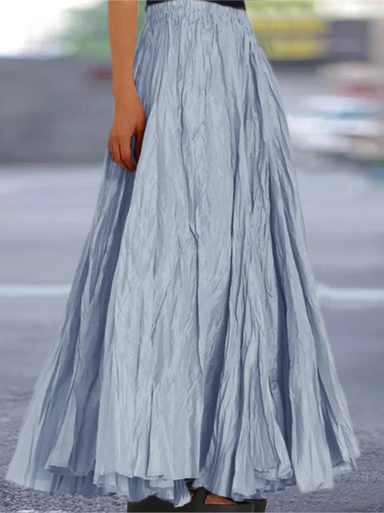 Fashionable Pleated A-line Skirt Spring Summer New Women's Solid Color Half Length Skirt With Elegant Pleats Floor Length Skirt