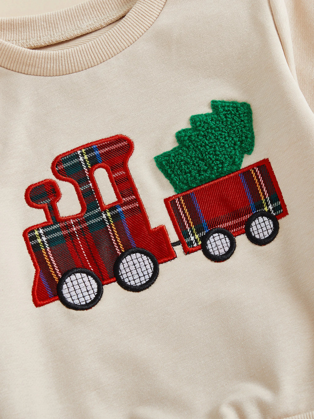 Lioraitiin Toddler Baby Boy Christmas Outfits Long Sleeve Train Embroidery Sweatshirt + Plaid Pants Set Winter Clothes