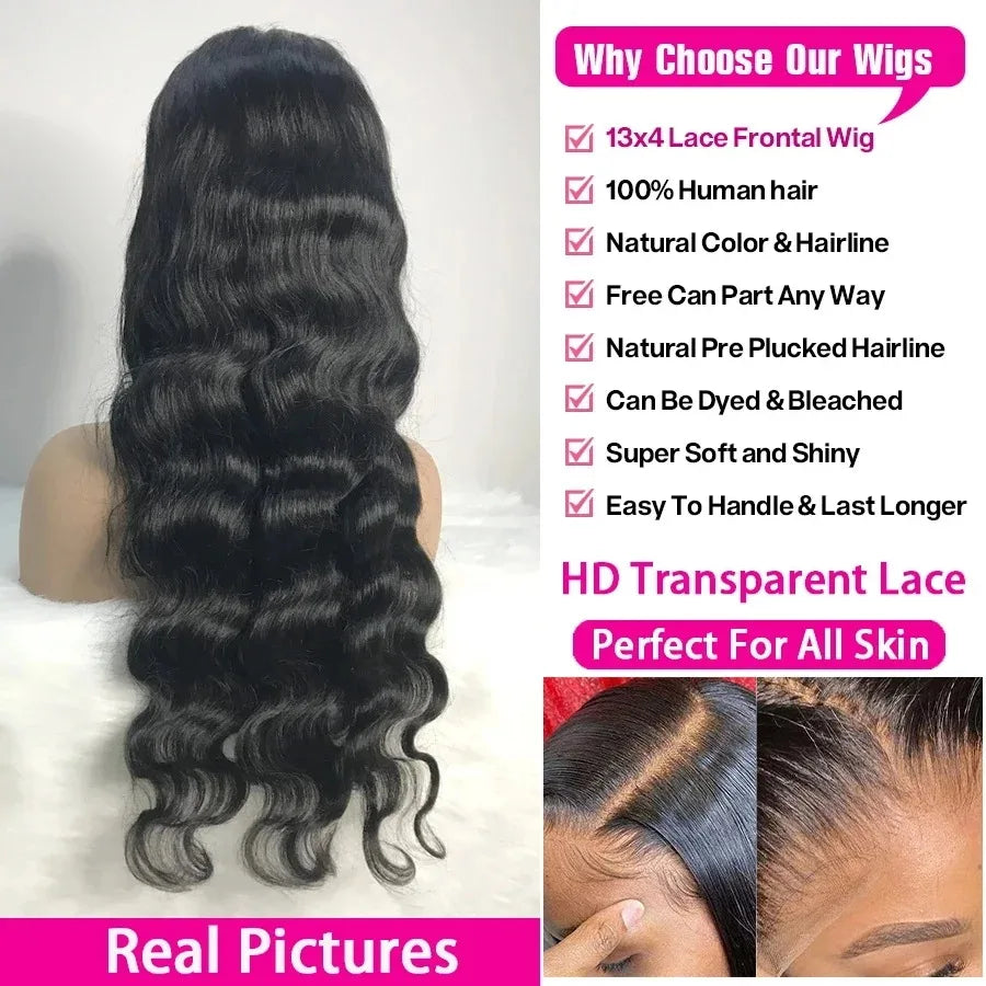 Body Wave Lace Front Wigs Human Hair 200 Density 13x6 13x4 Hd Transparent Lace Frontal Wigs For Women Pre Plucked With Baby Hair