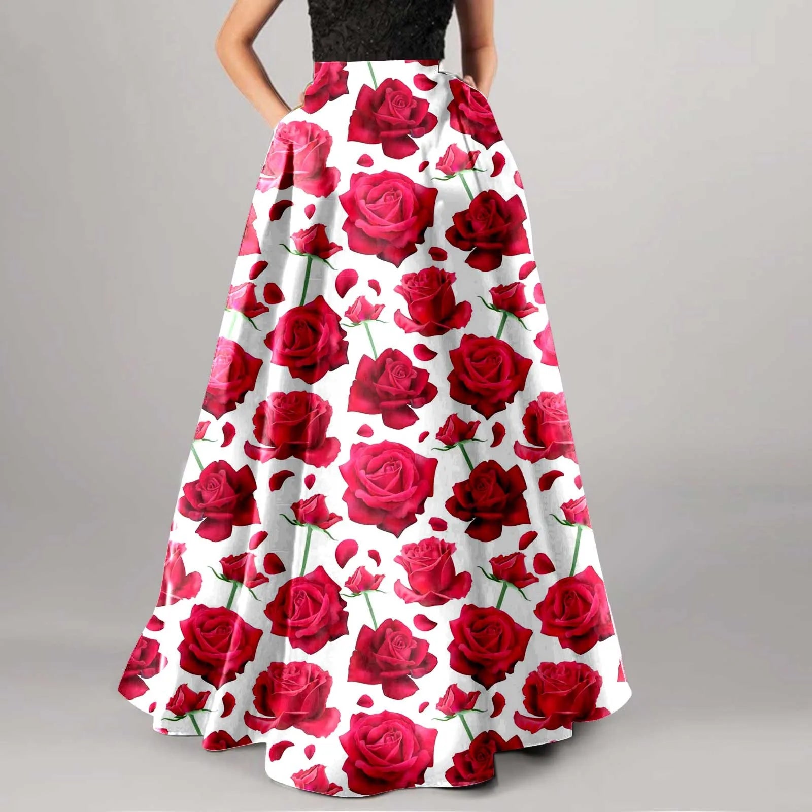 New Colored Flower Wrapped Hip Dresses For Formal Occasions Bohemian Floral Print Maxi Skirt High Waist Pocket Party Dress