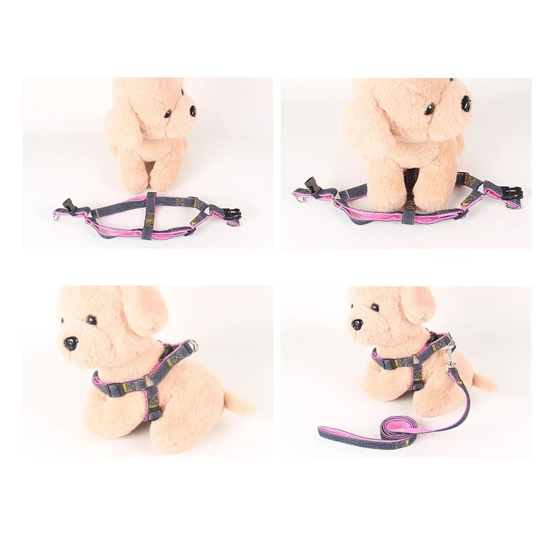 Pet chest and back thick wear-resistant vest denim sewn cloth chest and back dog leash pet leash is durable