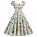 2024 Elegant Vintage Party Casual Women'S Dress Slash Neck Short Sleeve Floral Print Flare Runway Swing Evening Cocktail Dresses