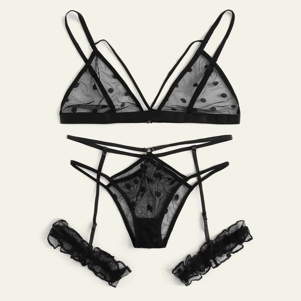 New Women Plus Size Lace Lingerie Tulle See-Through Sheer Mesh Pure Color Slimming Erotic Intimates Temptation Underwear