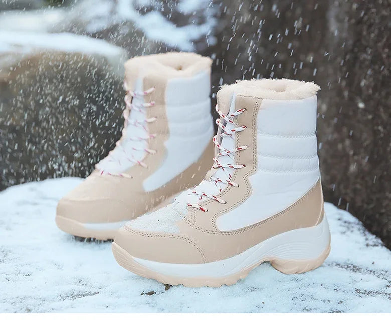 Women Boots Winter Platform Heels Snow Boots for Wamen 2023 Trend Fur Warm Ankle Boots Female Plush Winter Waterproof Shoes