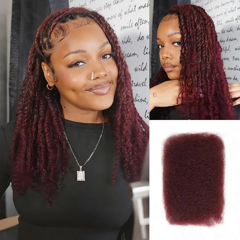 Afro Kinky Bulk Human Hair Extensions QVR US Local Shipping Natural Black/Brown Lightweight For Braiding Styling Everyday Wear