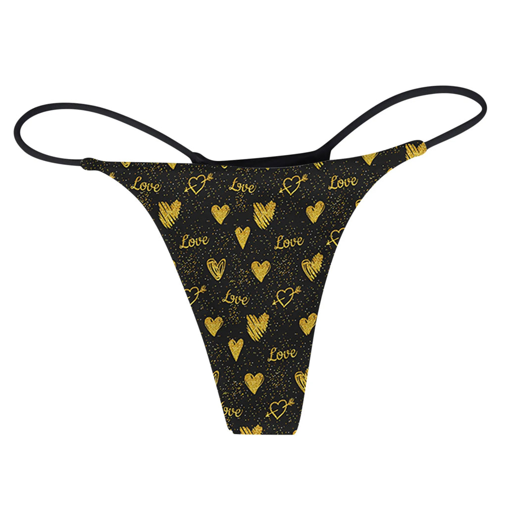 Funny Love Heart Sexy Thongs Women's Panties G-String T-Back Red Lips Pattern Panties for Women Underwear Female Briefs Tangas
