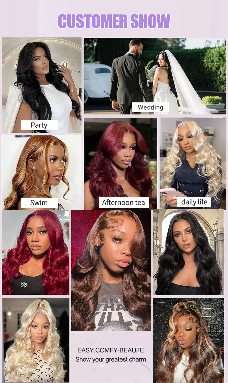 13x6 Body Wave Lace Front Human Hair Wigs Natural Black #4 Brown 13x4 Pre Plucked With Baby Hair For Women 200 Density