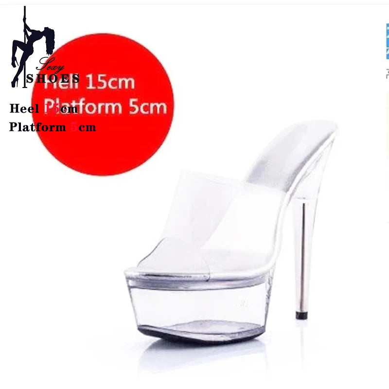 Girls Shoe for Party Club Stripper Heels Women Shoes 2024 Platforms High Heels Sandals Clear Sexy Pole Dance 15cm High Plus Size