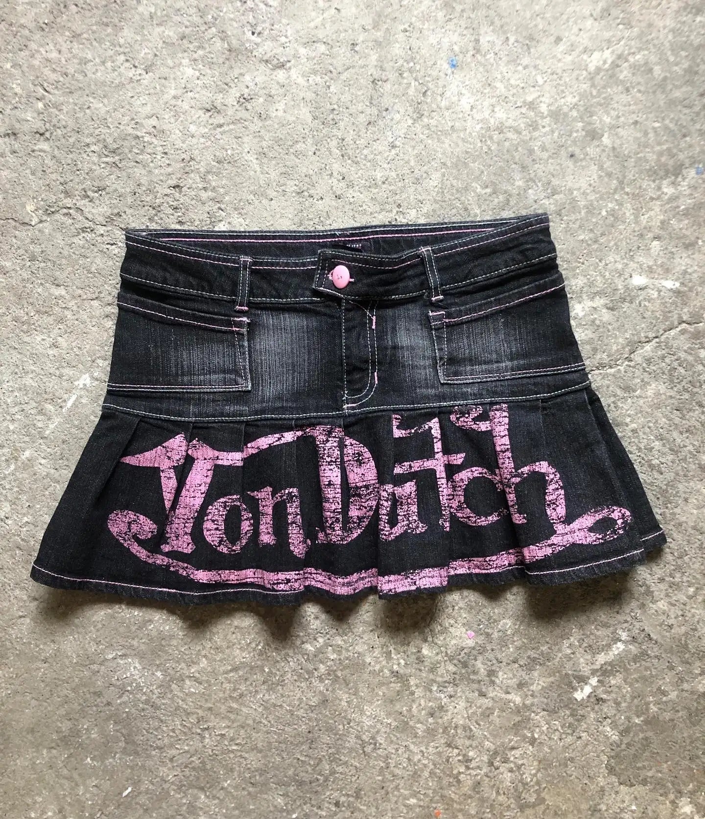 Korean Kopo Style Retro Letters Sexy Spice Girls A Word Denim Skirt Women's Y2K New Fashion Harajuku Hip-Hop Dance Street Wear