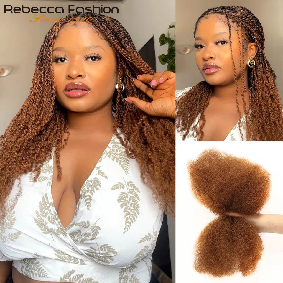 Afro Kinky Bulk Human Hair Extensions QVR US Local Shipping Natural Black/Brown Lightweight For Braiding Styling Everyday Wear