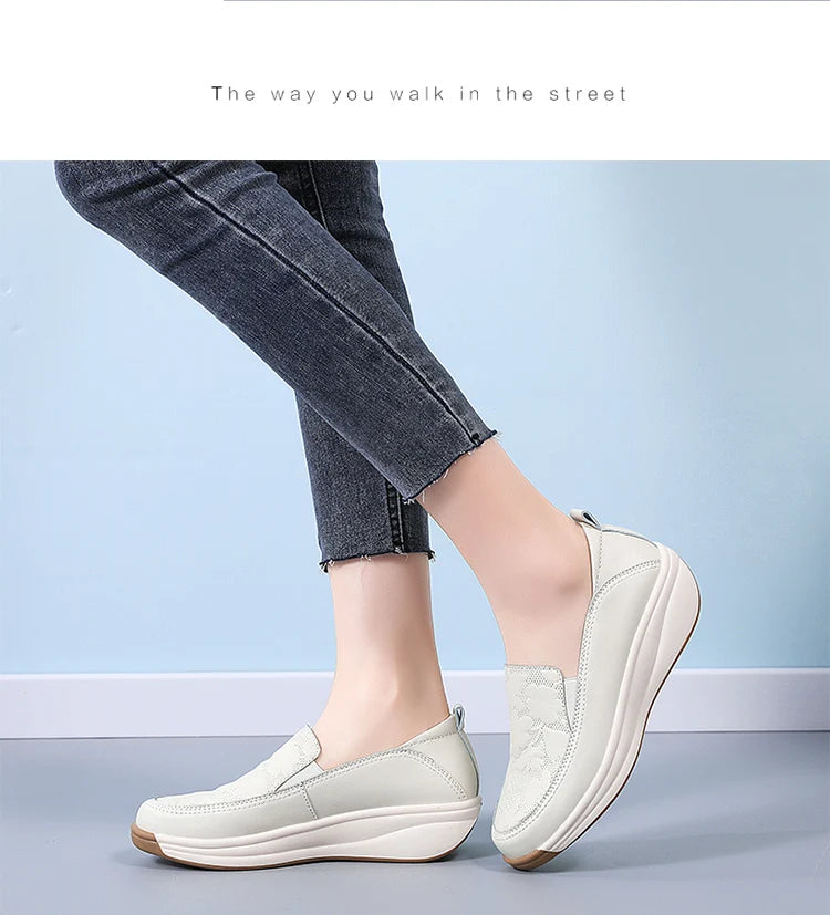 New women's 43 casual shoes, 100% genuine leather breathable and fashionable leather shoes for walking