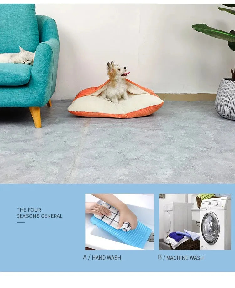 Pet Bed Dogs Kennel Winter Warm Removable Washable Bite-resistant Puppy Sofa Cushion Plush Cat Mat for Large Pet Sleeping Bag