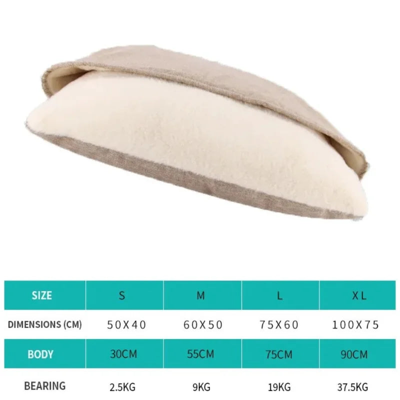Pet Bed Dogs Kennel Winter Warm Removable Washable Bite-resistant Puppy Sofa Cushion Plush Cat Mat for Large Pet Sleeping Bag
