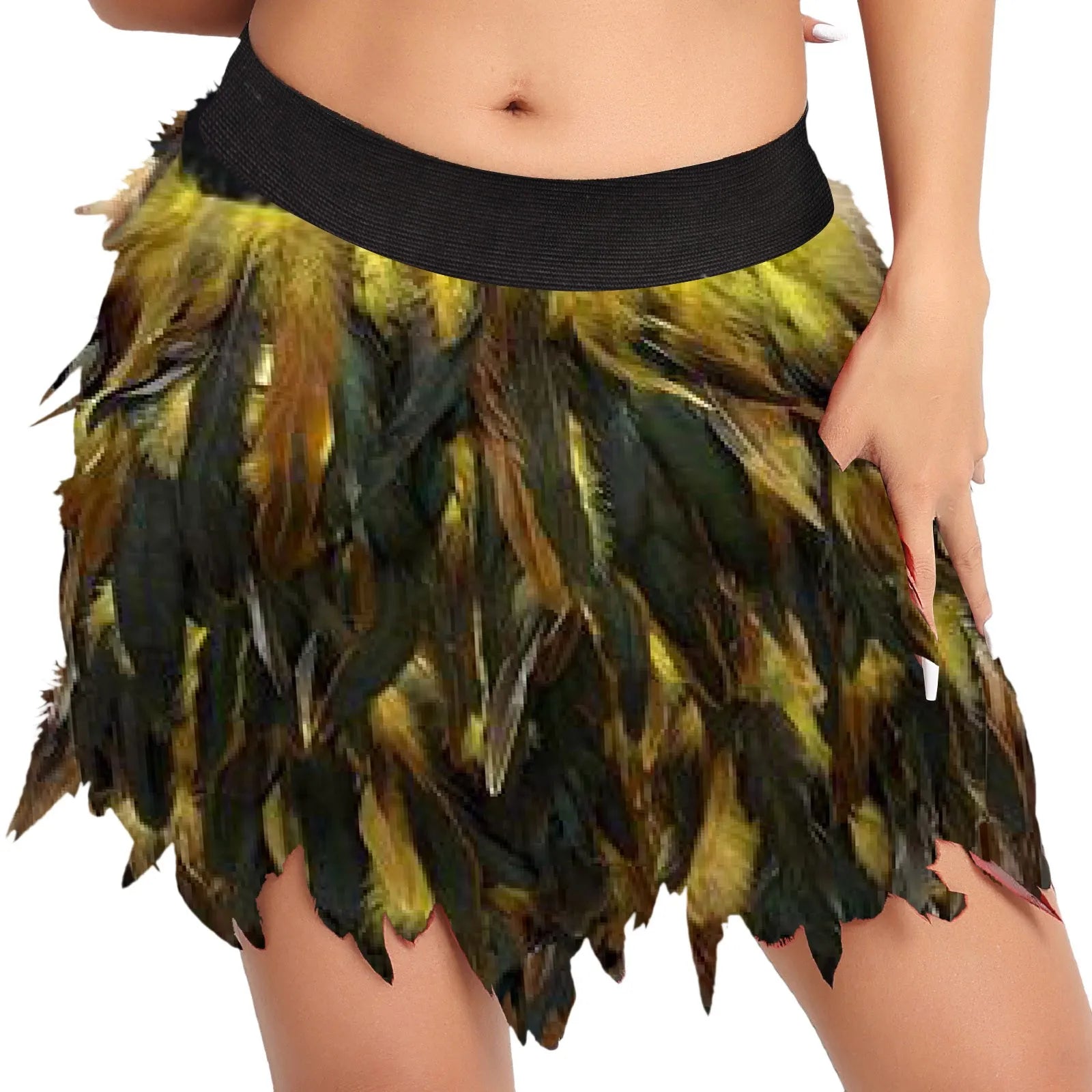 Women Faux Feather Mini Skirt Harajuku Rave Stage Performance Ball Gown Festival Carnival Club Party Dance Skirts Faldas Mujer