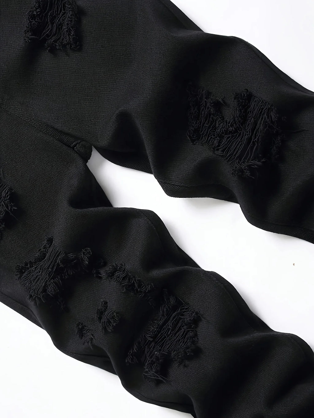 Men's slim fit perforated black denim pants