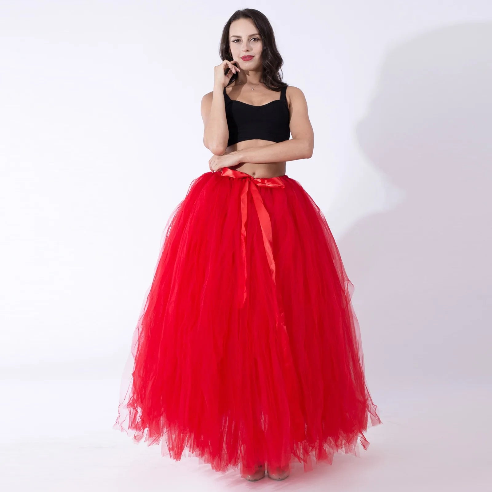 Summer Long Skirts For Women 2025 Women Fashion Solid Color Lace Up Bow Puffy Skirt Handmade Skirt Performance Skirt Ropa Mujer