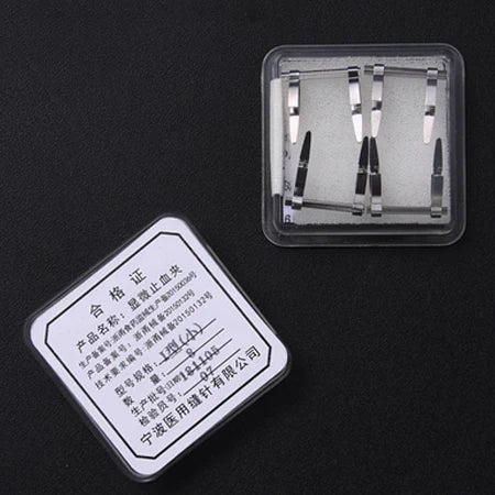 Stainless steel micro hemostatic clip vein clip small blood vessel clip arterial pet experimental closing device temporary block