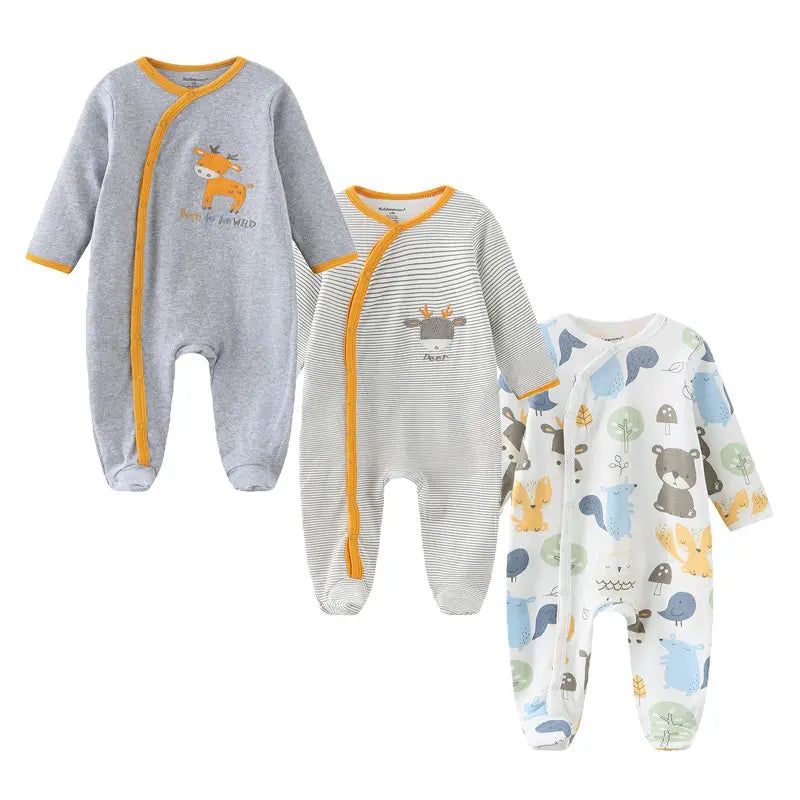 Fashion 3 Pcs Autumn Winter Long Sleeve Casual Sweet Baby Girl Romper 100%Cotton Soft Newborn Jumpsuits Clothes