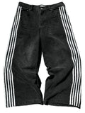 Striped Denim Pants for Men,Loose Fit Y2K Vintage Style Long Trousers,Straight Leg Baggy Retro Design Jeans