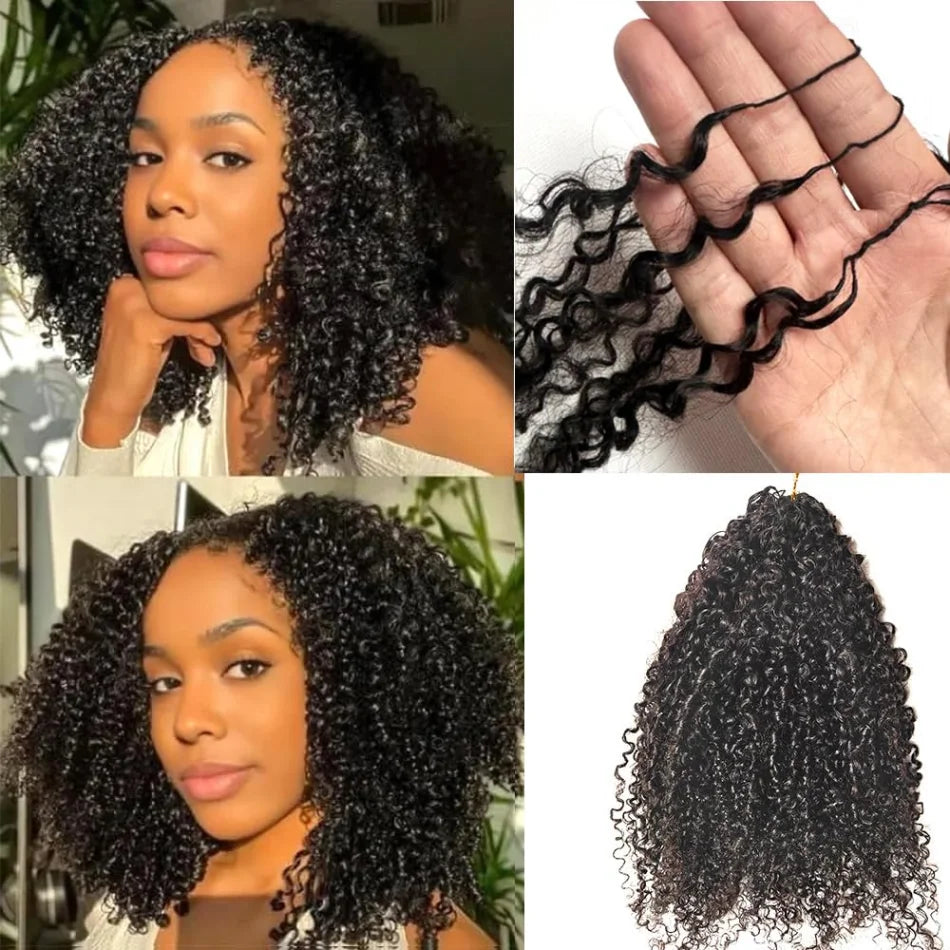 Kinky Curly Crochet Human Hair Wigs 120G Feather Miracle Knots Knotless Invisible Pre Looped Burmese Curly Deep Wave Extensions