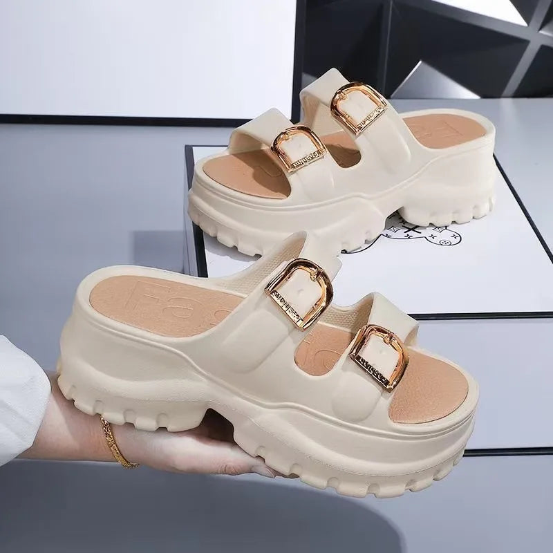 Thick-Soled Sandals for Small People, Women's Outer Wear, New Summer Heightening Fashion Flip-Flops, Beach Eva Casual Shoes