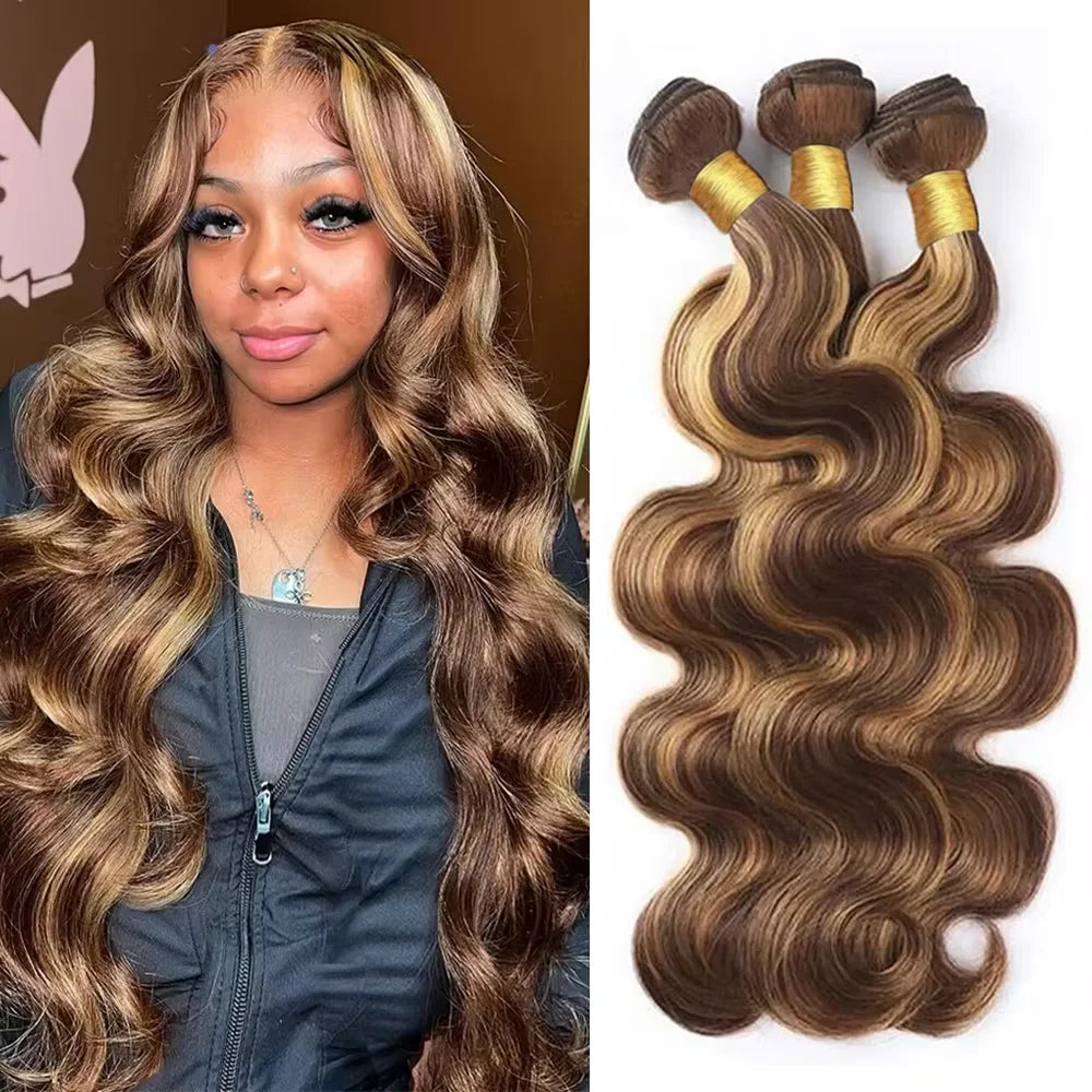 14A Highlight Ombre Body Wave Bundles Human Hair 100% Unprocessed Brazilian Colored 1 3 4 Pcs Raw Hair Bundles Weave Extensions