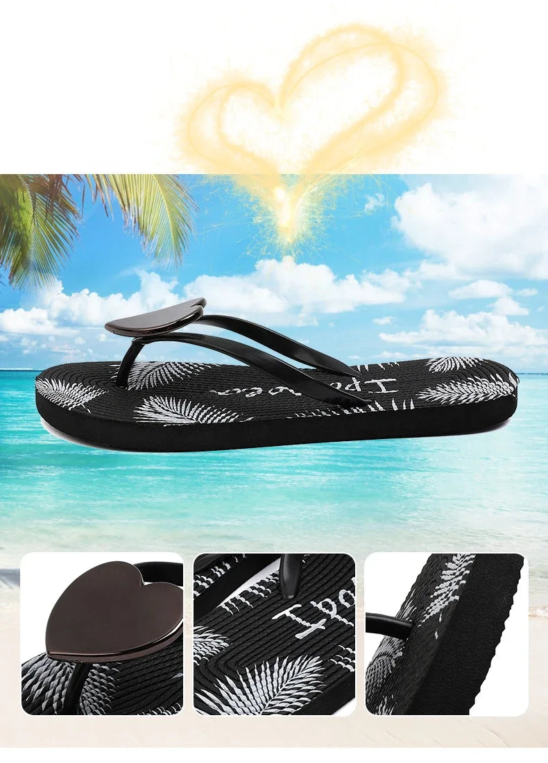 Home Slipper Women Heart Love Cloud Sandals Summer Flip Flops Beach Slides Casual House Shoes Platform Bathroom Flat Female