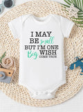 Infant's "I May Be Small" Print Bodysuit, Casual Short Sleeve Romper, Baby Boy's Outdoor Clothing