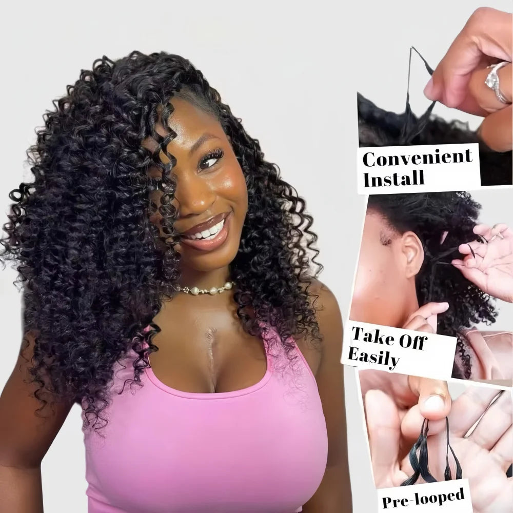 Small Spirals Curly Crochet Human Hair Extensions 12A Deep Pixie Curls Crochet Hair Pre Separated Knotless Miracle Knot Braids