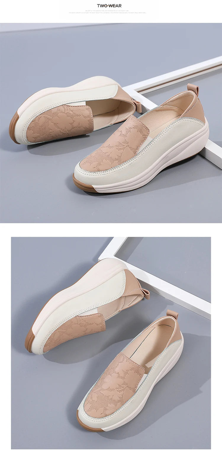New women's 43 casual shoes, 100% genuine leather breathable and fashionable leather shoes for walking