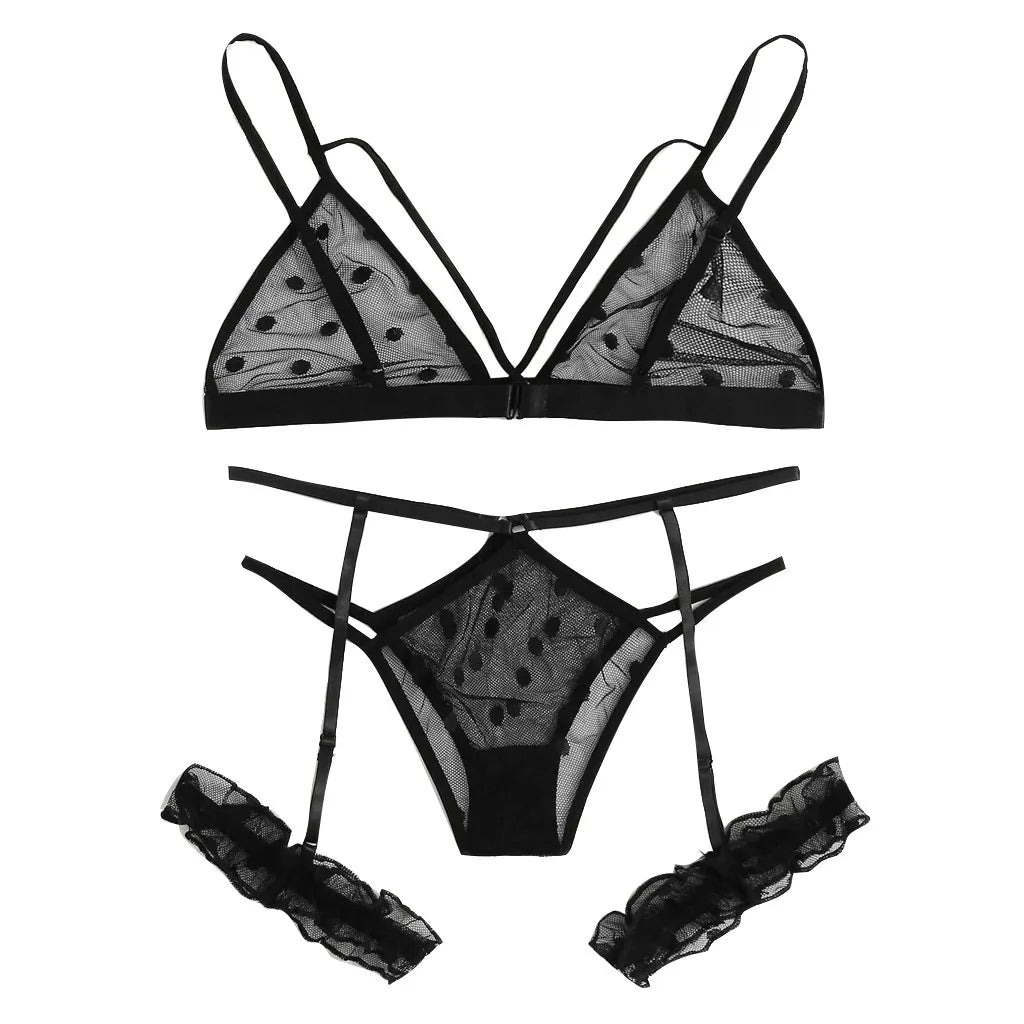 New Women Plus Size Lace Lingerie Tulle See-Through Sheer Mesh Pure Color Slimming Erotic Intimates Temptation Underwear