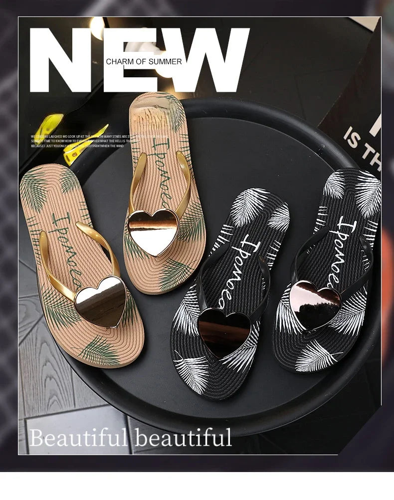 Home Slipper Women Heart Love Cloud Sandals Summer Flip Flops Beach Slides Casual House Shoes Platform Bathroom Flat Female