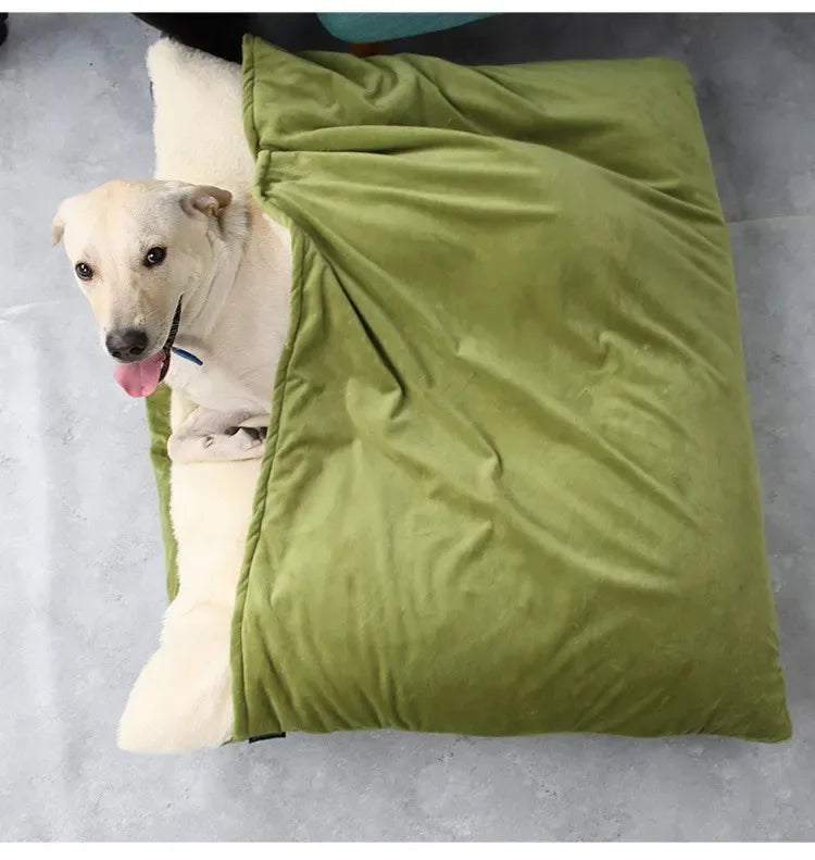 Pet Bed Dogs Kennel Winter Warm Removable Washable Bite-resistant Puppy Sofa Cushion Plush Cat Mat for Large Pet Sleeping Bag