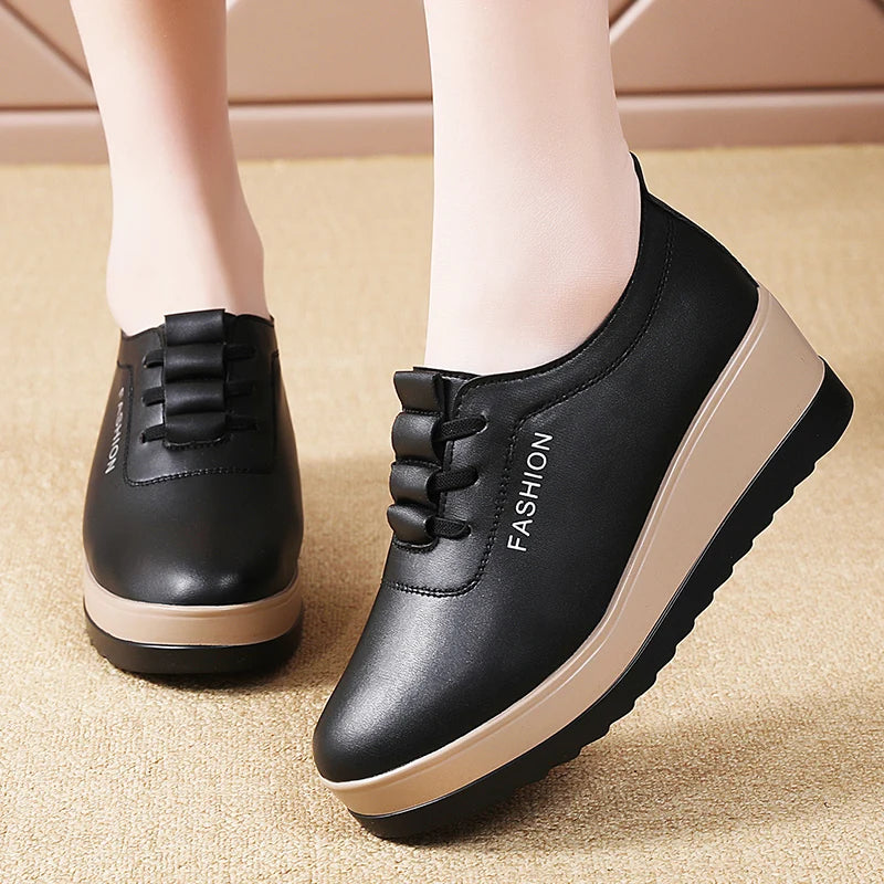 New women's 43 casual shoes, 100% genuine leather breathable and fashionable leather shoes for walking