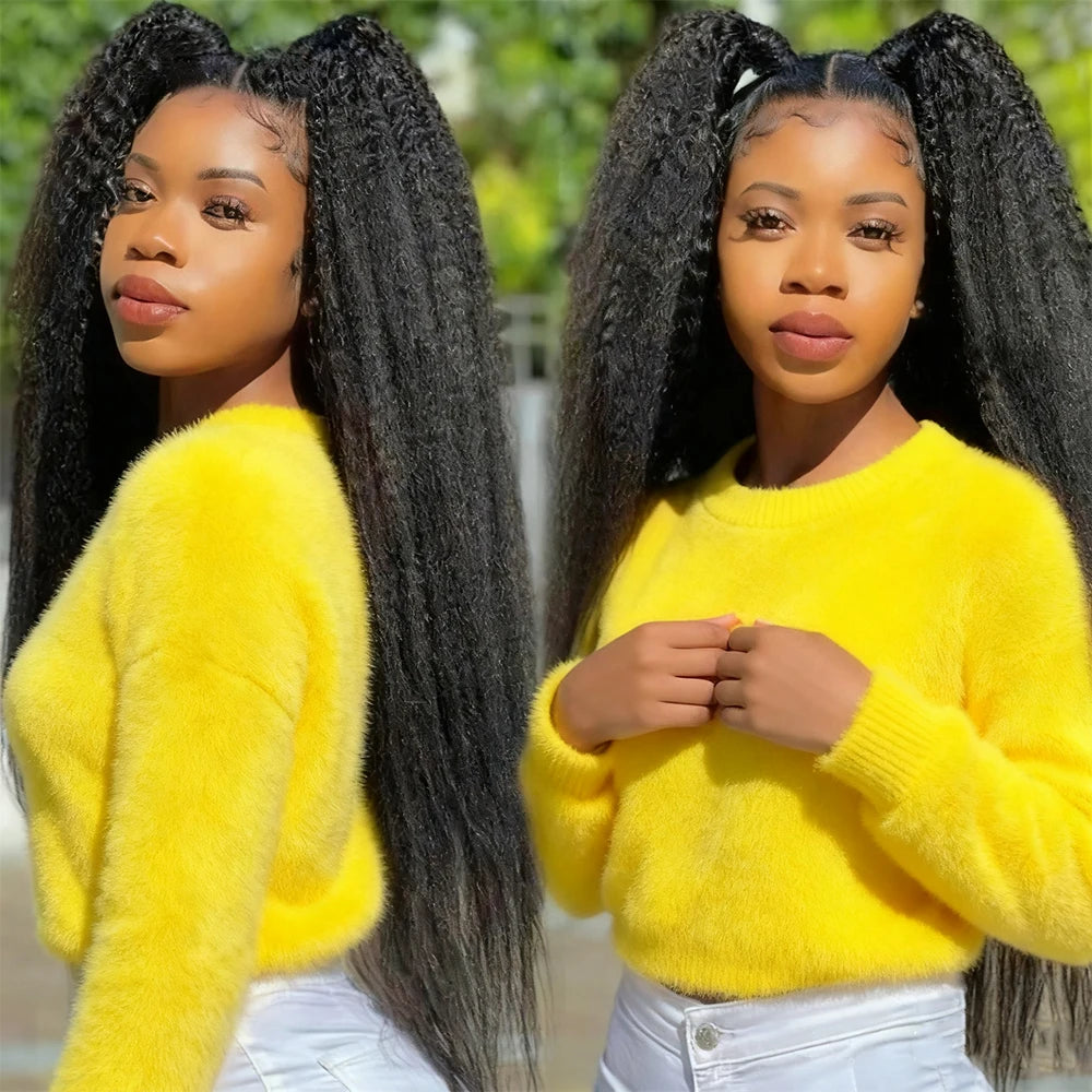 Clearance Sale Kinky Straight Bundles With HD Transparent Lace Closure Frontal And Bundles 100% Raw Virgin Human Hair Extension
