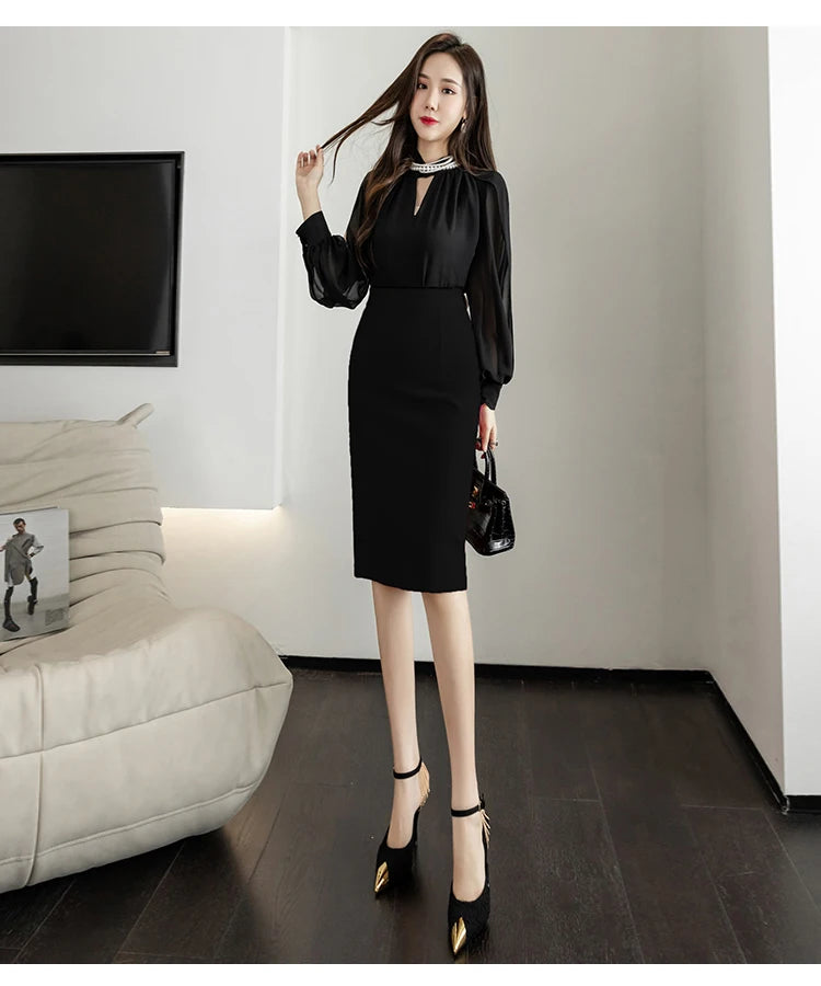 Fahsion Summer Office Black Skirts Women 2024 Elegant High Waist Gray Red Bodycon Skirt Sexy High Waist Midi Mujer Faldas S-2XL