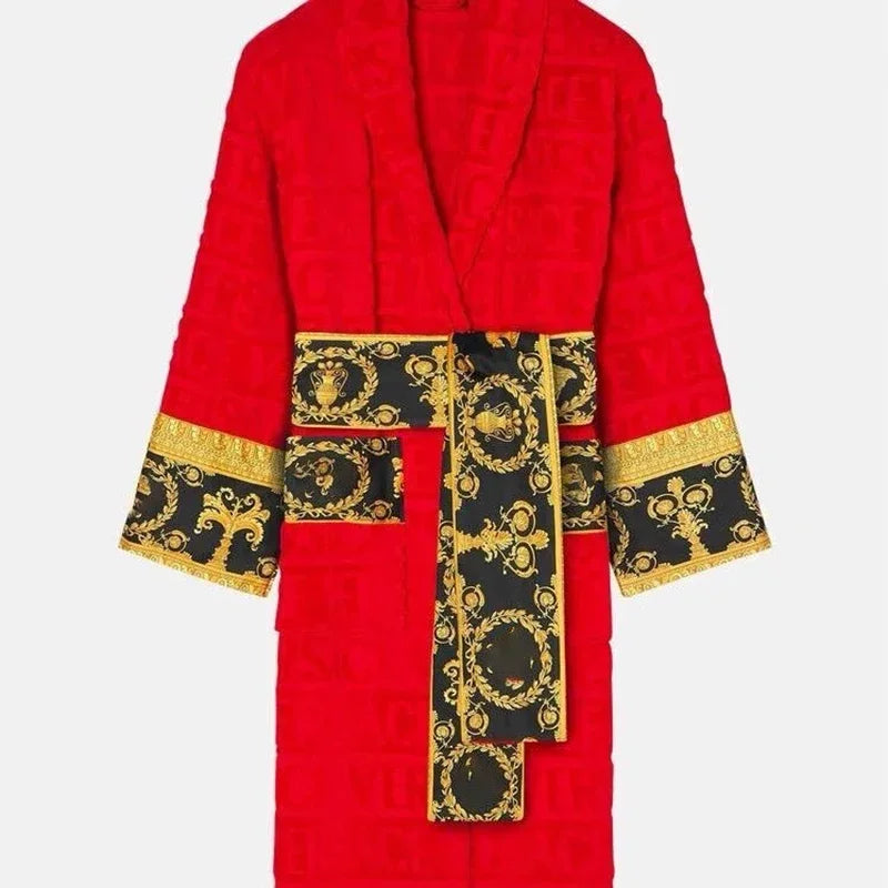 Fashion Autumn Winter Couple Robes - Long Sleeve Adult Bathrobe with Sashes Pockets, Men Women Homewear Pajamas