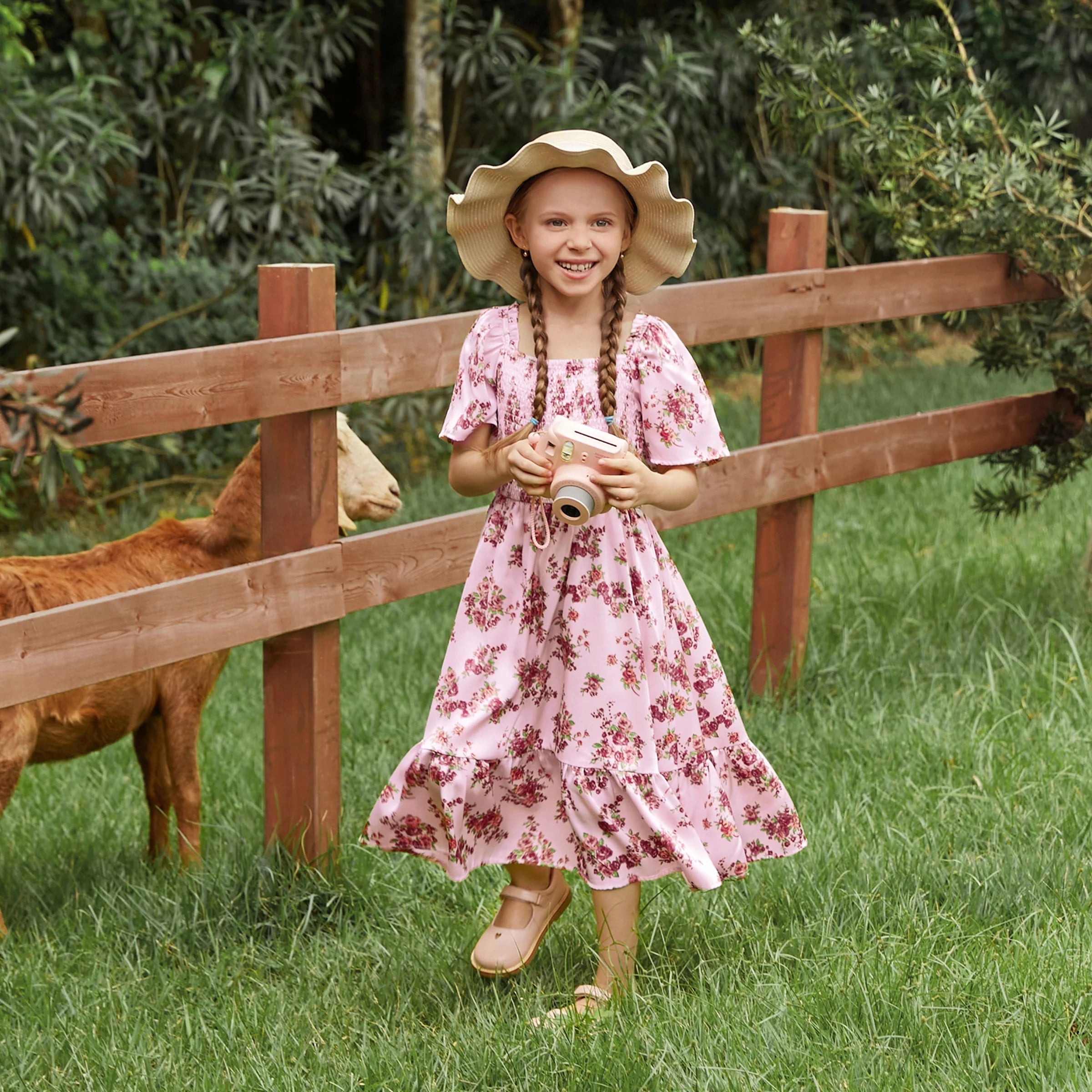 Family Matching Pink Floral Square Neck Dress - Mother Daughter Toddler Girl Outfit New Arrival