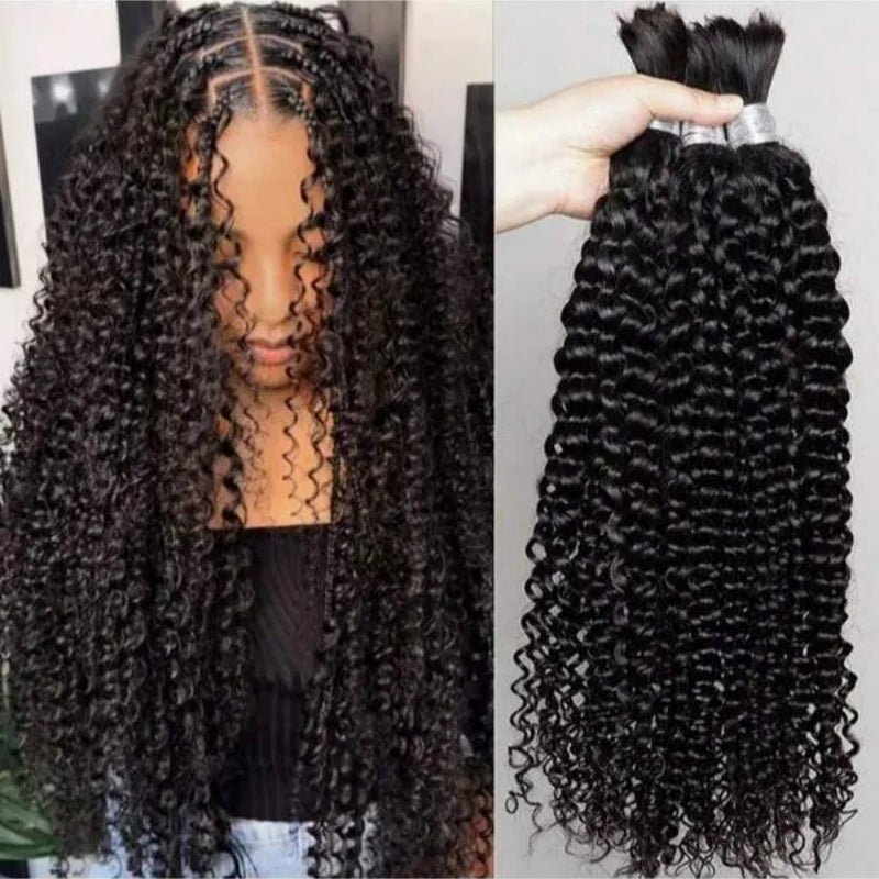 30Inch Colored Human Hair Bulk For Boho Braiding Curly Brazilian Highlight Deep Wave Human Hair Extension No Weft 2 Bundles 110g