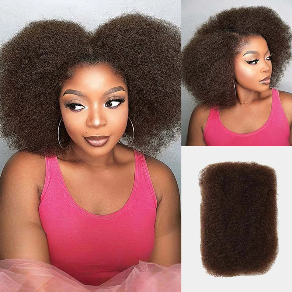 Afro Kinky Bulk Human Hair Extensions QVR US Local Shipping Natural Black/Brown Lightweight For Braiding Styling Everyday Wear