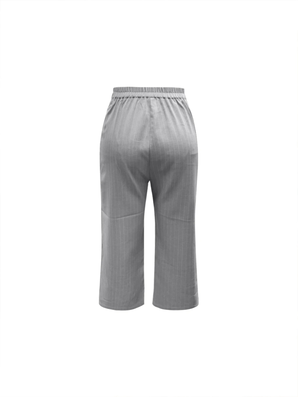 Fashionable and elegant gray striped regular sleeve urban peaked lapel long-sleeved suit jacket and urban pocket stitching cropp