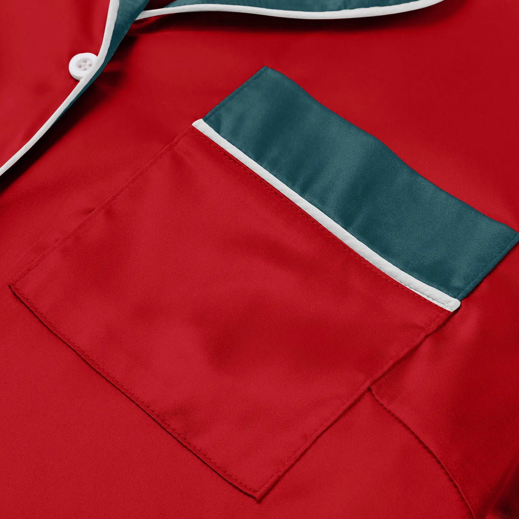 Silk Satin Christmas Family Pajamas Matching Sets Plus Size Lapel Long Sleeve Shirts And Pants Soft Silk Sleepwear Mom Dad Xmas