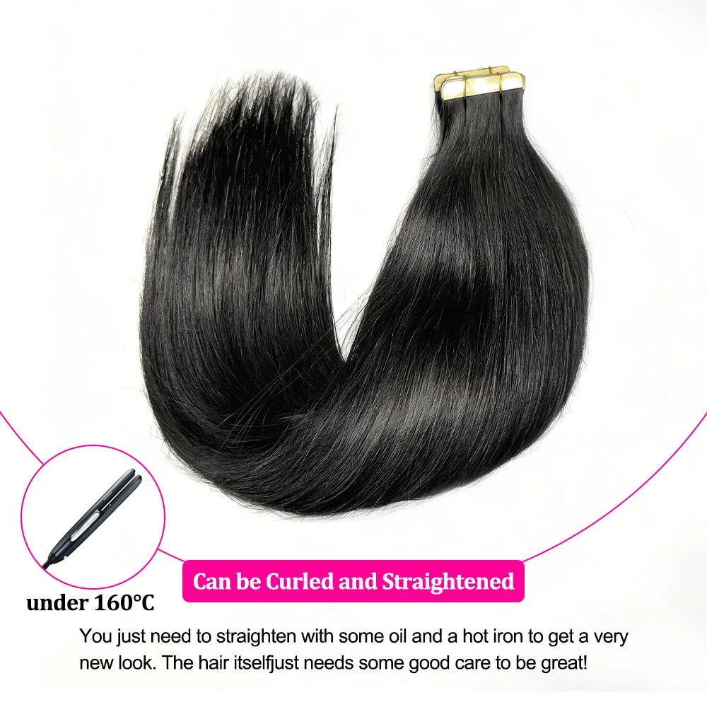 Straight Tape in Hair Extensions Human Hair Brazilian Hair 100% Human Hair Extensions Skin Weft Adhesive Glue On Salon Quality