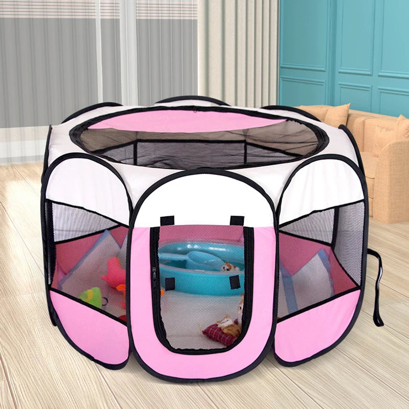 Portable Foldable Pet Tent Kennel Octagonal Pet Tent Foldable Portable Oxford Cloth Cat and Dog Nest Home Furnishings