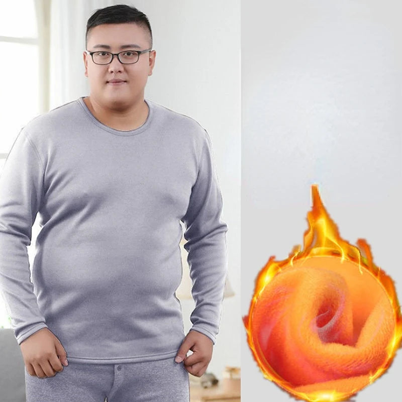 Winter Thermal Underwear Suit Man 6XL Size Fleece keep warm Men Long Johns Loose Elasticity Homewear Nightwear