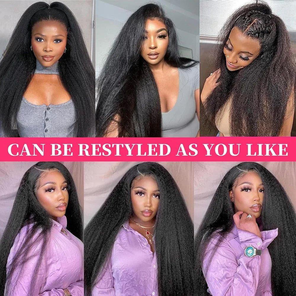Kinky Straight Human Hair Extensions 100% Unprocessed Remy Hair Clip in Hair Extensions Real Human Hair for Women