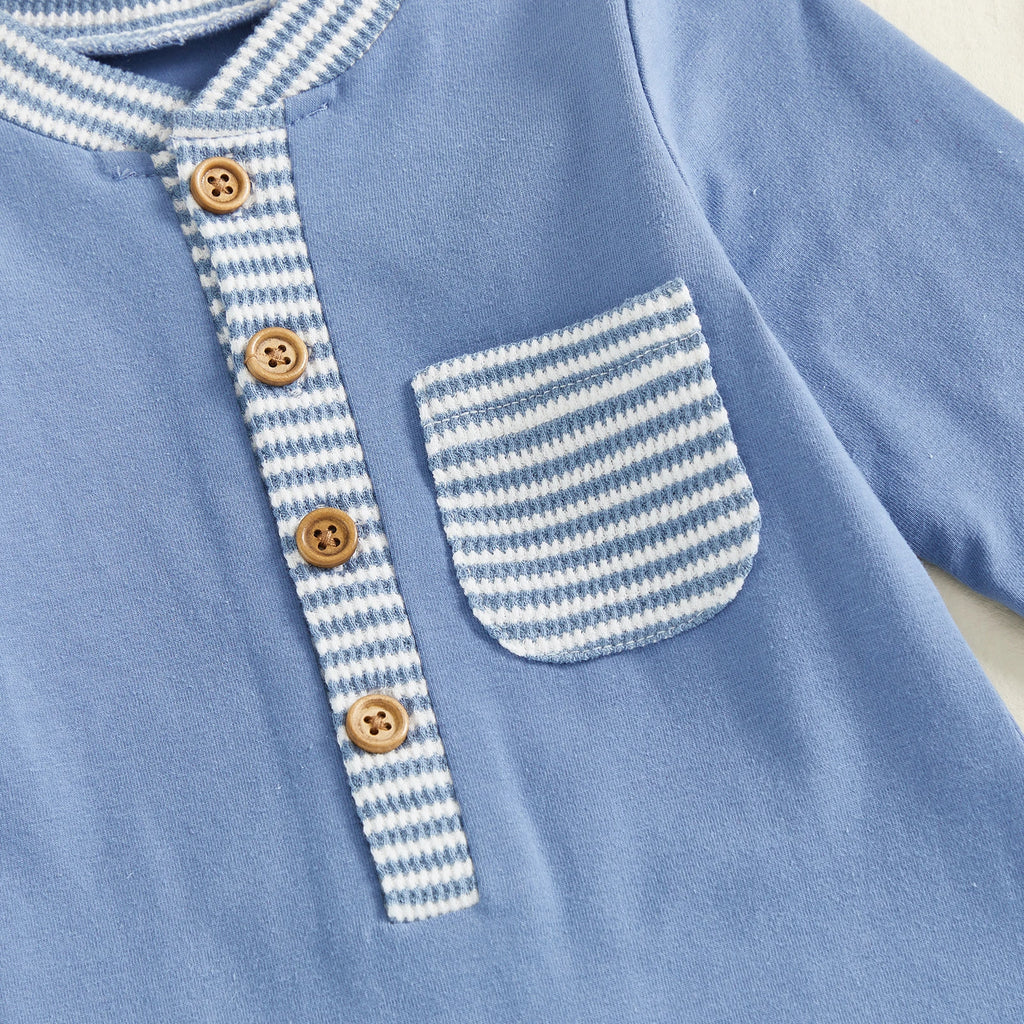 Lioraitiin Baby Boys Jumpsuit Long Sleeve Striped Patchwork Casual Autumn Newborn Romper Clothes