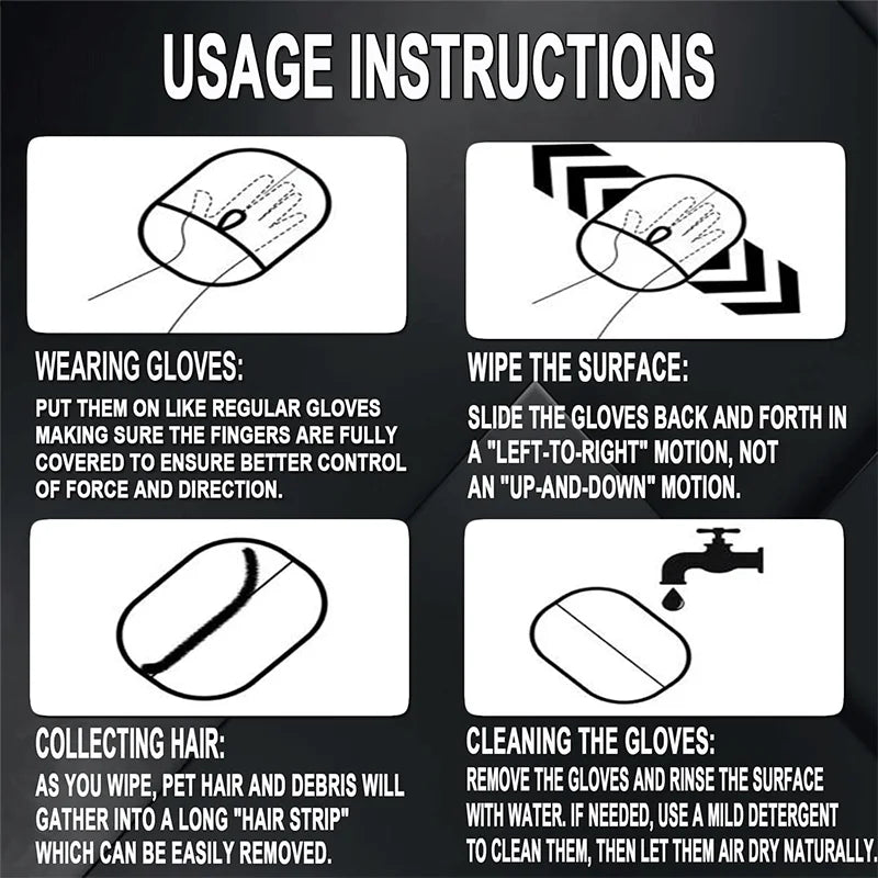 Pet Grooming Gloves Reusable Hair Removal Tool Cat Hair Removal Brush Double-Sided Removing Hair Comb for Sofa Clothes Cleaning