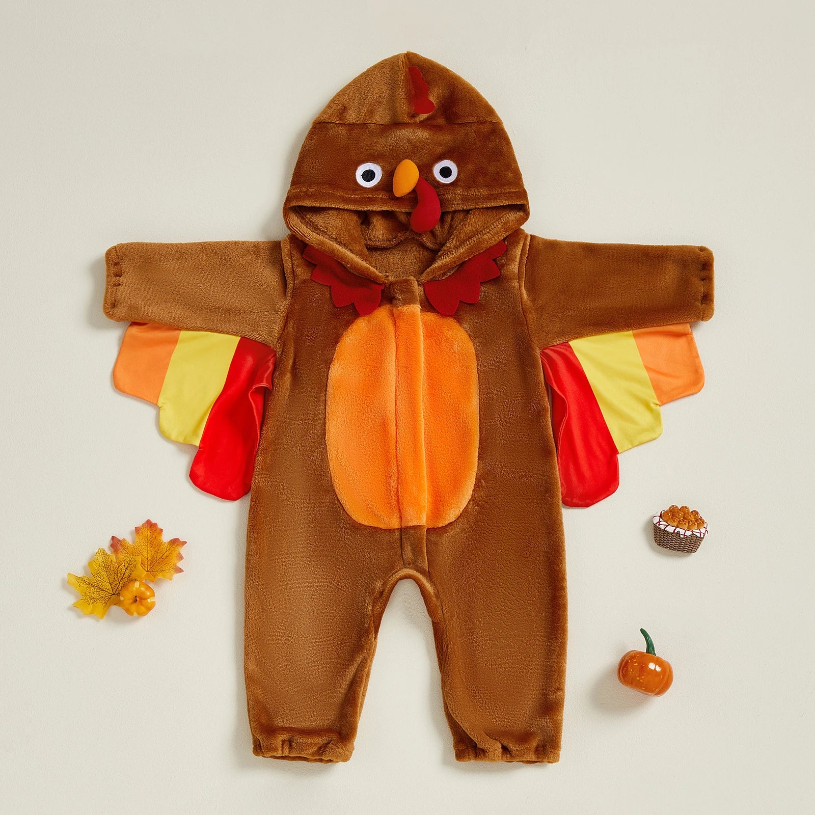 Adorable Infant Turkey Outfit with Soft Hooded  for Baby Boys and Girls - Cute Thanksgiving Costume for Toddlers