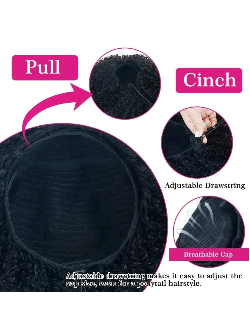 Afro Curly 3 In 1 Half Wig Human Hair Elastic Drawstring Wear Go Glueless Kinky Curly Human Hair Half Wigs Friendly To Beginners